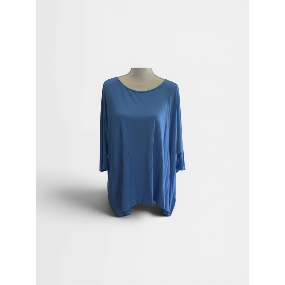 Eileen Fisher Blue Viscose Lycra Boxy Oversized Tunic Top XL NWT Made in USA